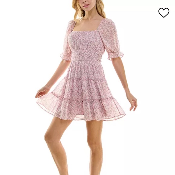 Trixxi Juniors' Smocked Fit & Flare DAY PINK 1 💐🌻🌸🌺 - Picture 3 of 10